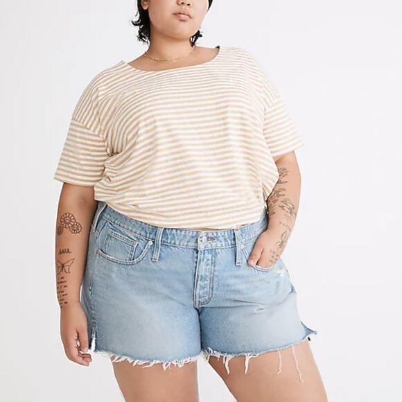 Madewell Plus Relaxed Denim Shorts in Madera Wash Side-Slit Edition - Picture 1 of 7